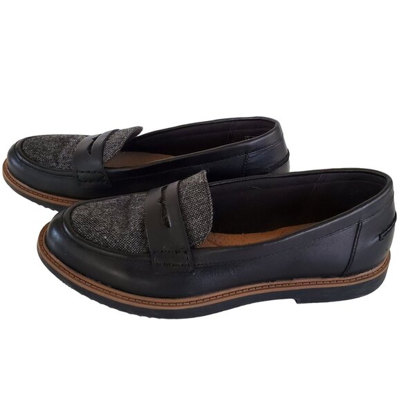 CLARK'S Wool & Leather Slip On Loafer Shoes Women's 6.5M Flat Low Heel Non Slip - Picture 4 of 14